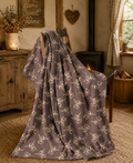 Highland Cow Design Fleece Blanket Throws 120x150cm - Mocha