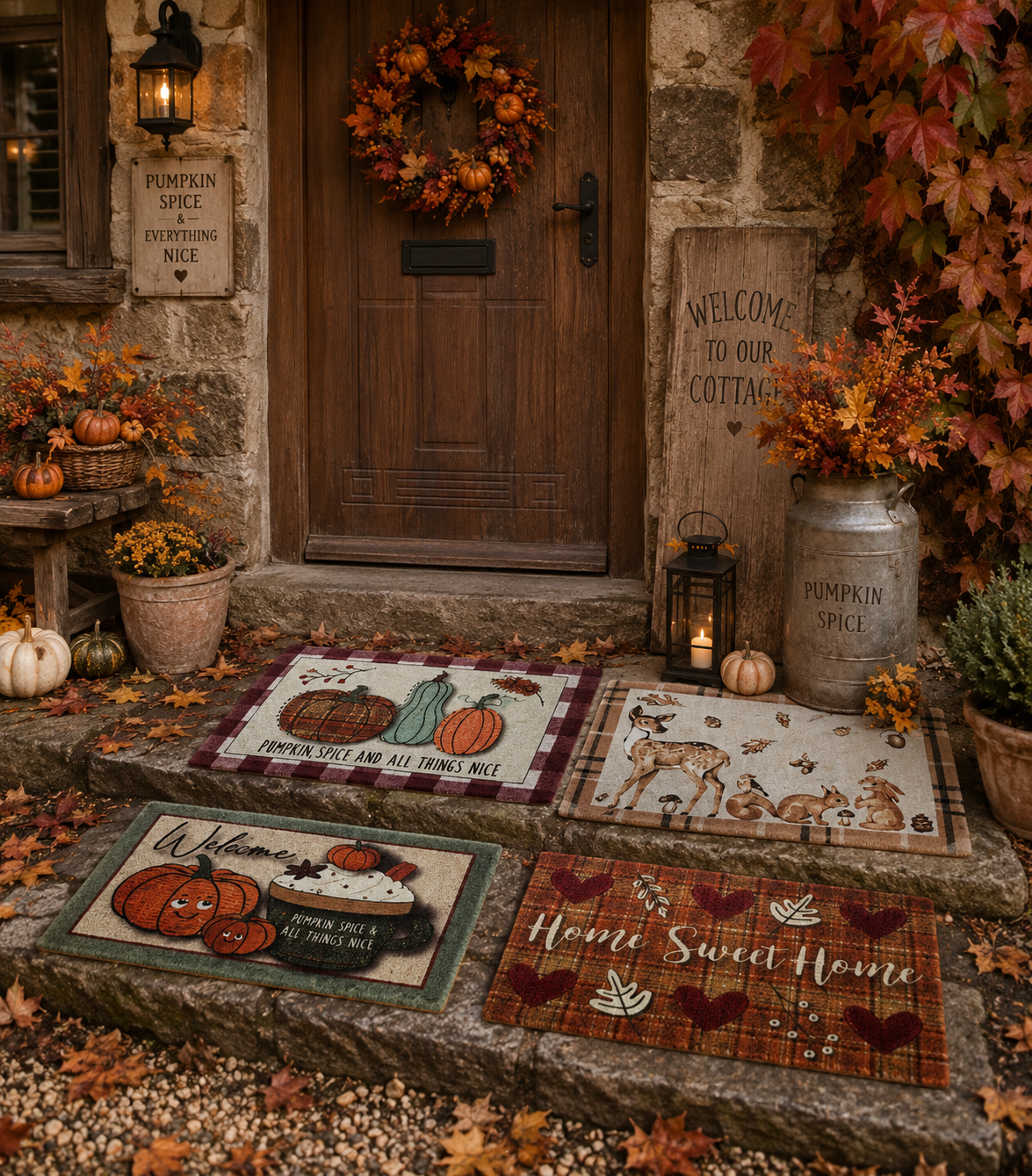 Autumnal Printed Door Mats – 58 x 40cm – Assorted Designs