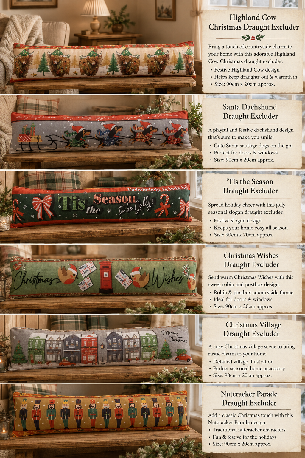 Christmas Season Door Draught Excluders - assorted