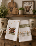 Country Club Collection Highland Cow 100% Cotton Tea Towels – 3 Pack Farmhouse Kitchen Towels