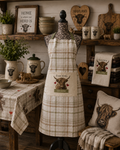 Country Club Range 100% Cotton Highland Cow Apron – Farmhouse Kitchen Cooking & Baking Apron | Adjustable Neck Strap