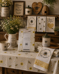 Country Club Range Wipe Clean Bee & Daisy Tablecloth with Flannel Backing – 132 x 178cm Rectangle | Indoor & Outdoor Table Cover