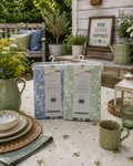 Country Club Collection Botanical Wipe Clean Tablecloth – Flannel Backed Rectangular Table Cover – Blue or Sage Green – 132 x 178