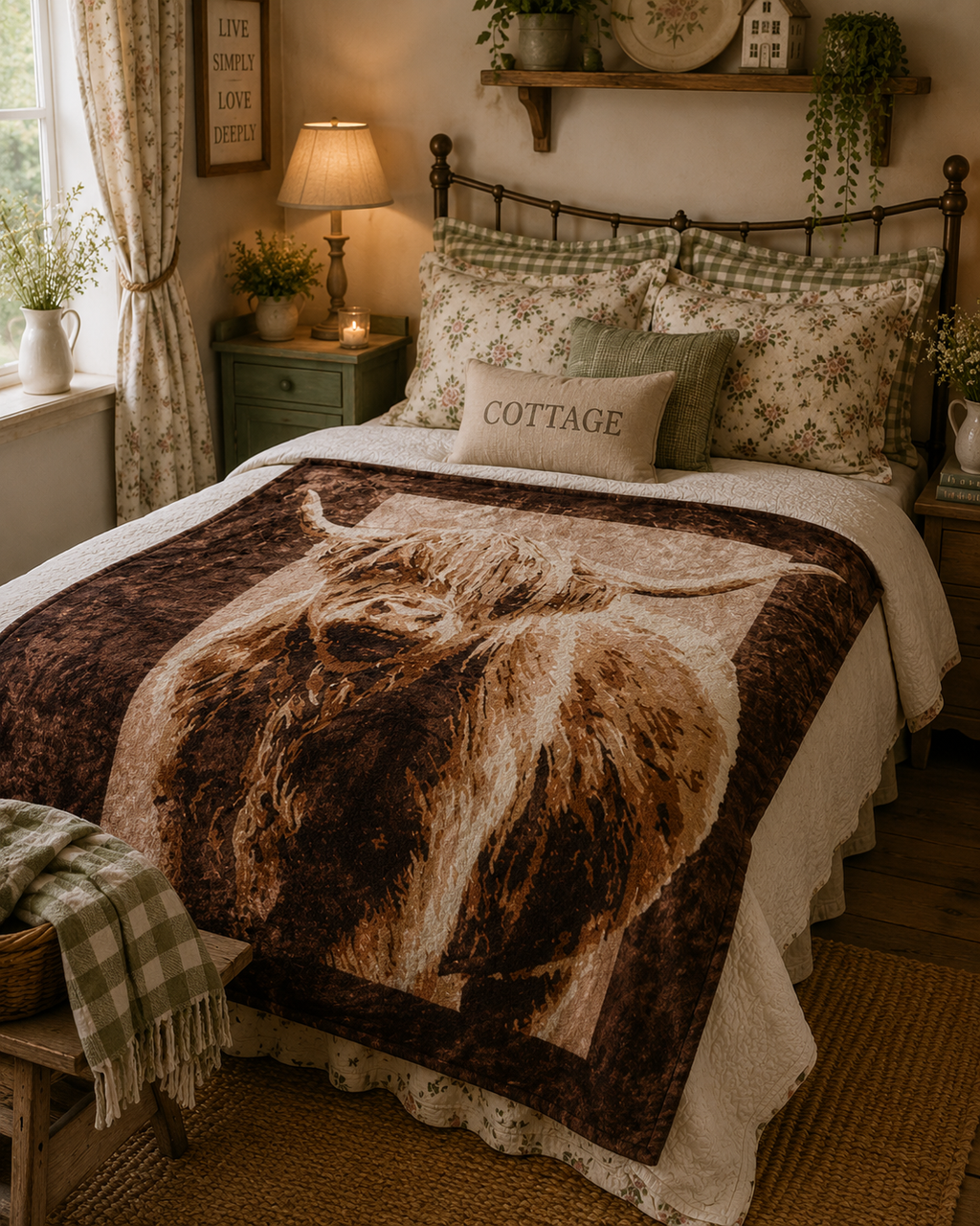 Highland Cow Design Soft Touch Luxury Blanket Throw – 150 x 200cm – Warm & Cosy Fleece Throw