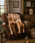 Highland Cow Design Soft Touch Luxury Blanket Throw – 150 x 200cm – Warm & Cosy Fleece Throw