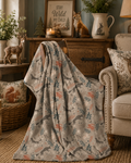 Woodland Creatures Super Soft Flannel Blanket Throw – 120 x 150cm – Cosy Forest Animal Fleece Throw