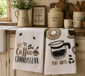 Country Club Collection Coffee Lover 100% Cotton Tea Towels – 3 Pack Kitchen Towels – Coffee Connoisseur Design