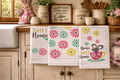 Country Club Collection Floral Mouse 100% Cotton Tea Towels – 3 Pack Kitchen Towels – Home Sweet Home Design