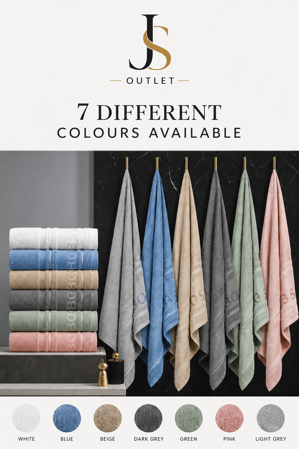 JS Outlet - Boss collection  Luxury Cotton Bath Sheets – 7 Beautiful Colours