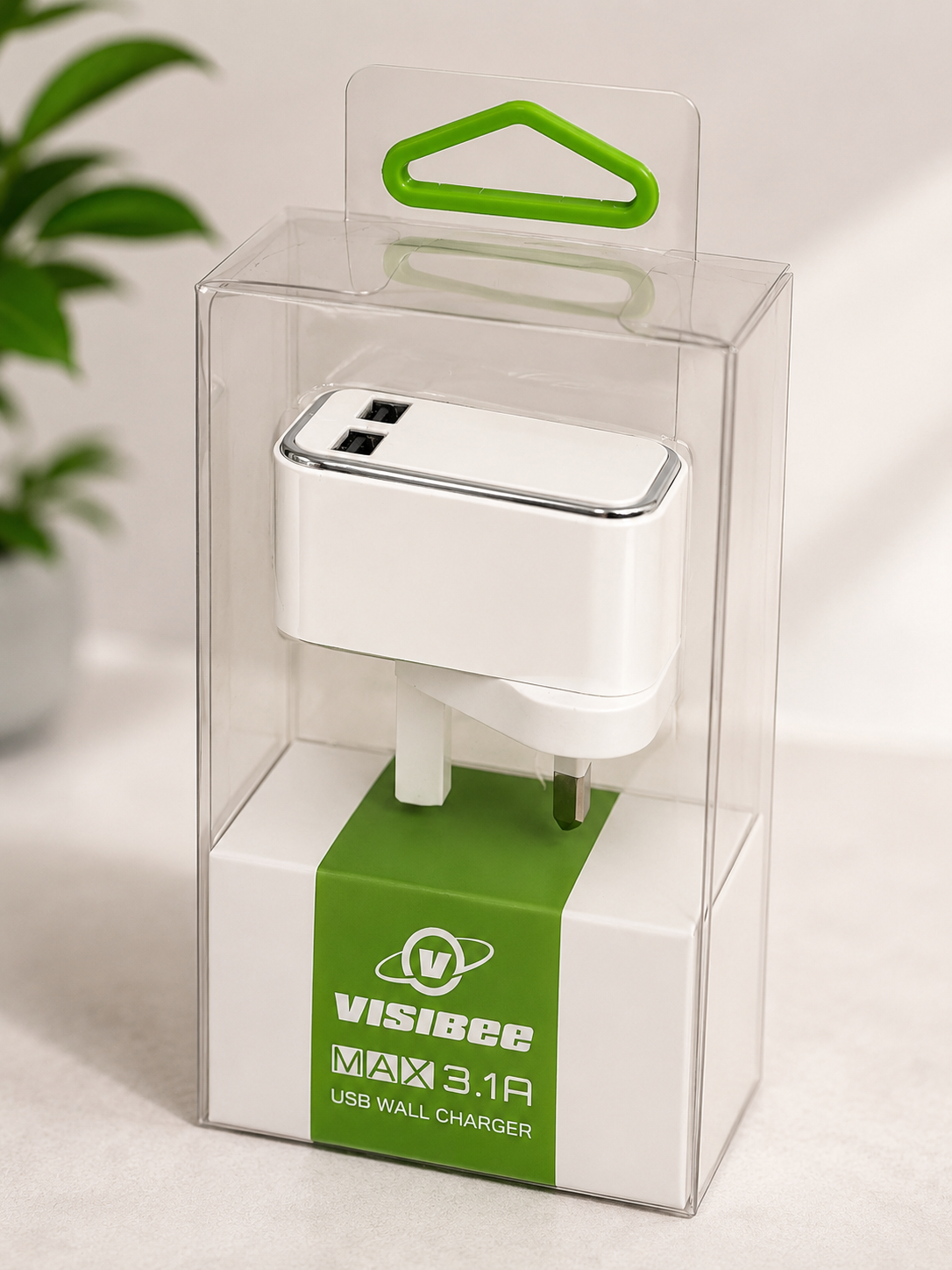 VISIBEE MAX 3.1A Dual USB Wall Charger – Fast Charging Mains Adapter (UK Plug)