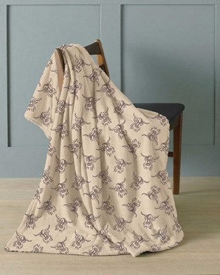 Highland Cow Design Fleece Blanket Throws 120x150cm