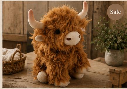 Highland Cow Design Novelty Door Stops - Super Soft Fleece - Brown